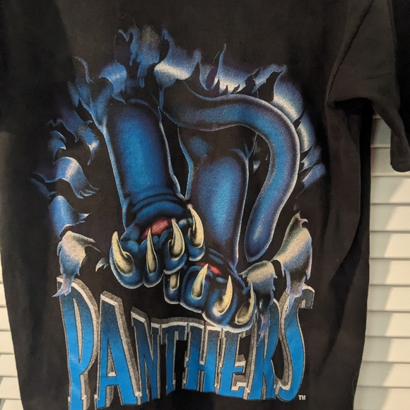 RARE Medium Nutmeg Carolina Panthers Vintage T Shirt | Double Sided Graphic - Picture 2 of 4
